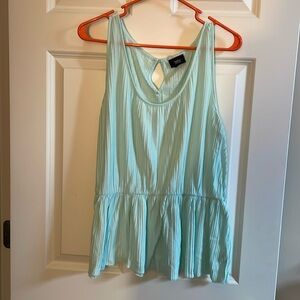 Light Seafoam Peplum Tank with pleated detailing